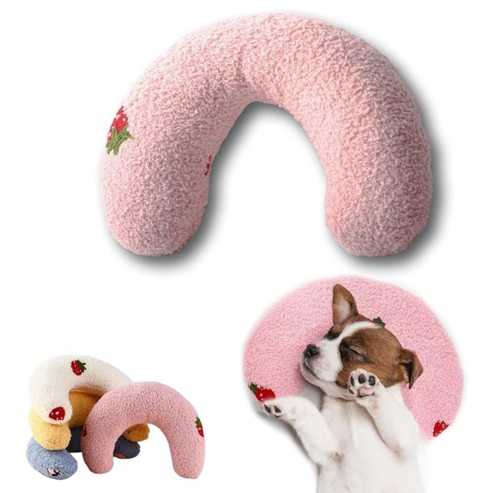 NEW U-Shaped Calming Pillow for Cats & Dogs Soft Plush Fabric Pet Bed